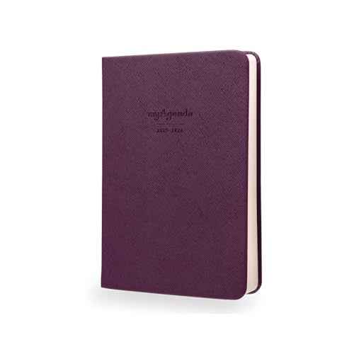 myAgenda Desktop Planner with 18 Month Calendar to Organize Schedules and Appointments with Vegan Leather Cover (July 2025 to December 2026) (Mulberry)