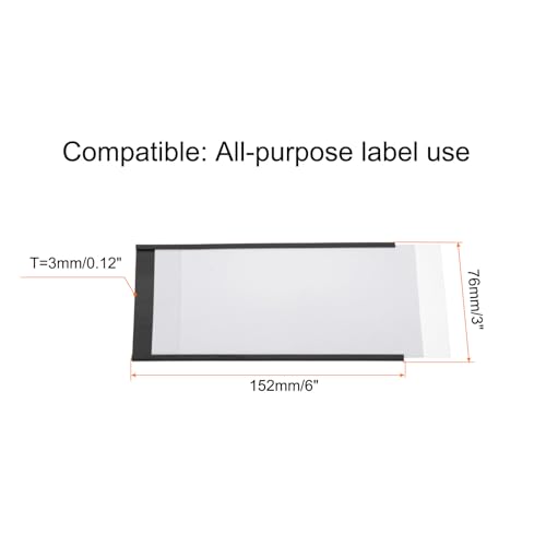 MECCANIXITY Label Holders 3" x 6" C Channel Rubber Magnetic for Metal Shelves Organize, Office File Cabinets Pack of 20