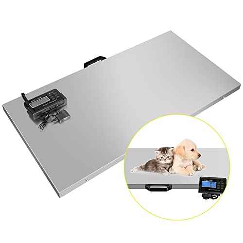 1100Lbs x 0.2Lbs Digital Livestock Scale Large Pet Vet Scale Stainless Steel Platform Electronic Postal Shipping Scale for Heavy Duty Large Dog Hog Sheep Goat Pig Sheep Scale