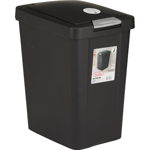 Sterilite 7.5 Gallon Black TouchTop Wastebasket - Slim, Concealed Lid