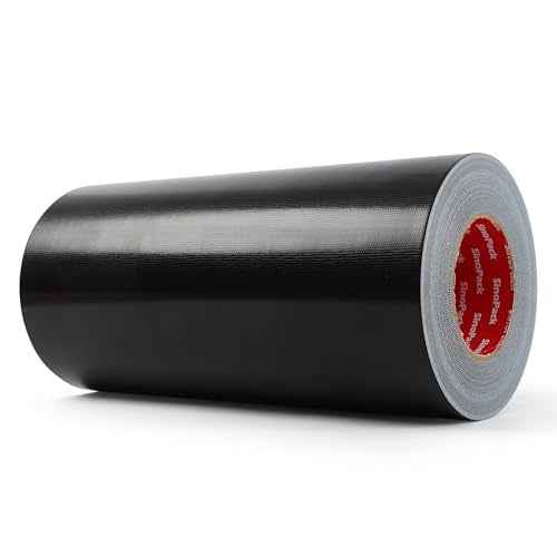 Duct Tape Black Wide Roll Heavy-Duty Industrial Strength 12 inches x 55 Yards,9.1 Mil, Waterproof, Strong, Flexible, No Residue, UV Resistant for for Indoor Outdoor Repairs Tear by Hand