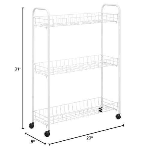 Honey-Can-Do Crt-01149 3-Tier Laundry Cart, 23"L x 8"W x 31"H, White