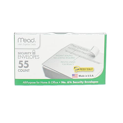 Mead #6-3/4 Press-It Seal-It Security Envelopes 3.625 x 6.5 in. 55 Pack