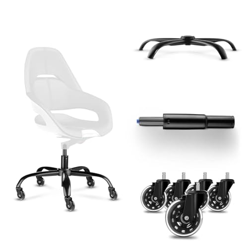MASTERY MART Office Chair Base Replacement Bundle ? Heavy Duty 352 lbs, Smooth Rolling on All Floors, Swivel Base with Caster Wheels & Gas Lift Cylinder, 4.7'' Travel Length