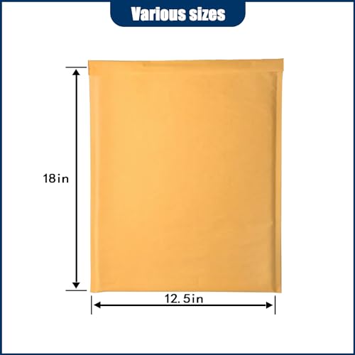 Natural Kraft Bubble Mailer Envelopes, Small Bubble Mailers 12.5x18 Inch, 50 Pack Padded Envelopes, Self-Seal Shipping Envelope,Tear-Resistant Mailing Envelope Padded