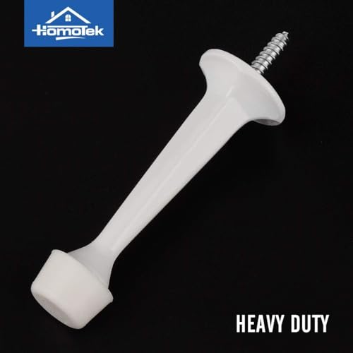 HOMOTEK 3 Pack Heavy Duty Solid Rigid Door Stop with Soft Rubber Tip, Zinc Die Cast, White