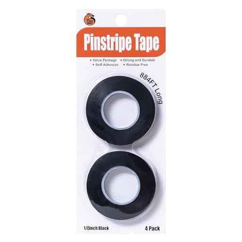 4 Pack 1/8 inch Pinstripe Tape - Whiteboard Tape Dry Erase Board Line Graphic Chart Adhesive Art Tape - Black 884FT Long Total