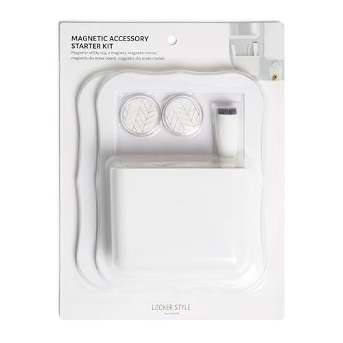 U Brands White Magnetic Locker Accessories & Decor Kit with Mirror & Whiteboard