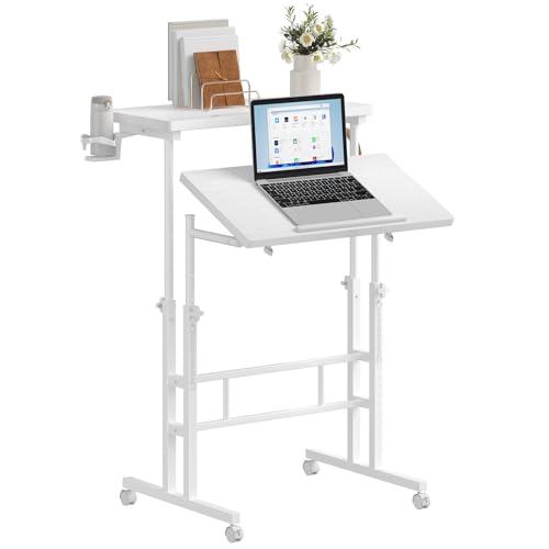 DUMOS Adjustable Standing Desk with Split Top, Walking Pad Friendly, Ergonomic Home Office Cart