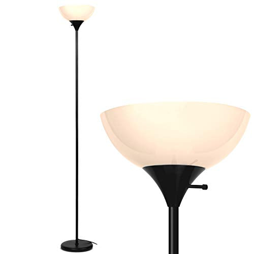 Brightech Sky Dome Dimmable LED Floor Lamp, Torchiere Floor Lamp for Living Rooms & Offices ? Tall Standing Lamp for Reading & Hobbies ? Jet Black