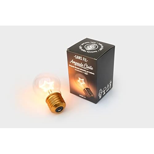 Suck UK Star Lamp - Star Shaped Light Bulb - Cordless Rechargeable Battery - LED Neon Light Bulb - Bedside Lamp Decor - Retro Style Edison Bulbs - Bedroom Accessories - USB Charging Night Lights