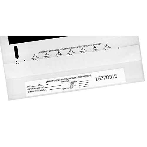 SECUR-PAK 100pk 2-Pocket Tamper Resistant Cash Deposit Bags, 10" x 14" - Fold Over Sealing, Tamper Indicating Enclosure - Semi-transparent 2.5 Mil Coextruded Polyethylene