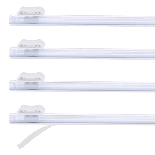 PATIKIL 4pcs Plastic Wrap Cutter 17in White Self-Adhesive Kitchen Dispenser