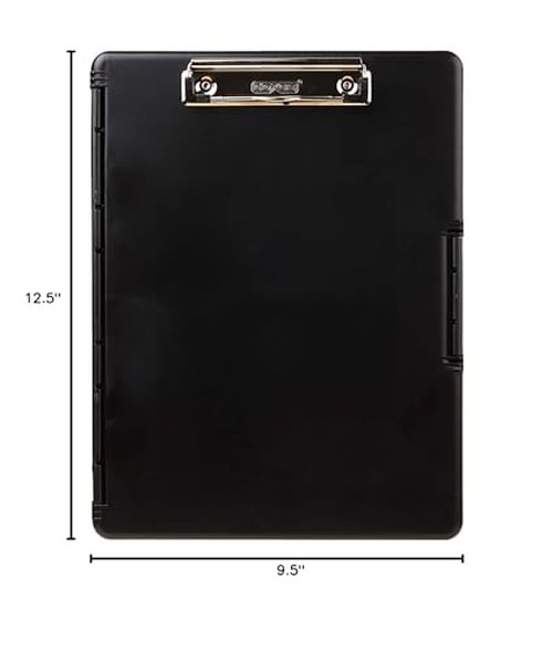 Dexas Slimcase 2 Plastic Clipboard with Storage and Side Opening, Black, Office Supplies Clipboards to Organize, Carry and Store, A4 Holder, Style and Functionality Nursing Clipboards