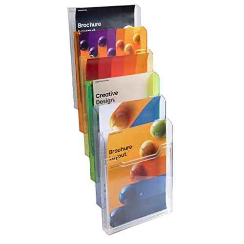 Exacompta - Ref 60258D - Desk Literature Holder - 345 x 238 x 259mm in Size, Suitable for A4 Portrait Documents, 5 Pockets, 26mm Pocket Depth - Transparent Clear