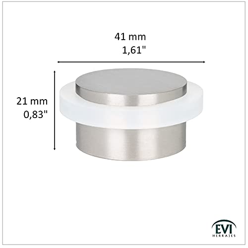 EVI | Adhesive Doorstop | 1.37'' X 0.8'' | Natural Silicone White Rubber | Stainless Steel | Matte Finish | Great Adherence | 100% Functional | Mod. I-203