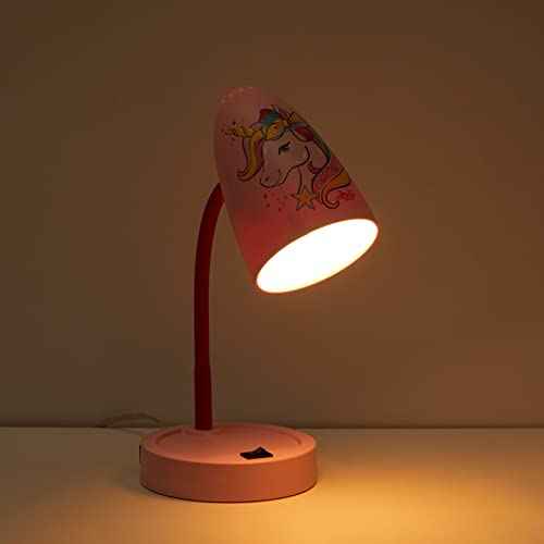 Idea Nuova Nickelodeon JoJo Siwa Bow Unicorn Star Switch Operated LED Task Table and Desk Lamp with Charging Outlet