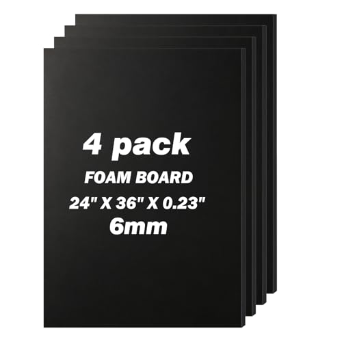 Julonova Black Foam Board 24x36 Inch 0.23" Thick Double-Sided Presentation Card
