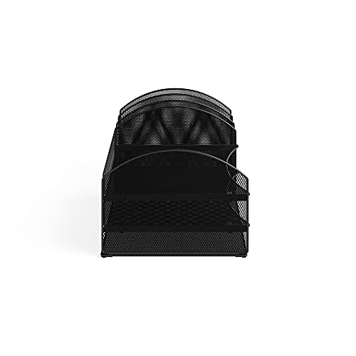 Safco 3213BLKD Onyx Steel Desk Organizer 3 Horizontal, 3 Upright Sections, Perfect for Destkop Ogranization in the Home, Office or Classroom, Black