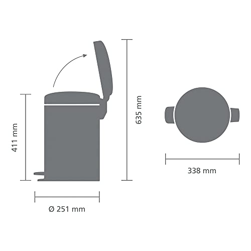 Brabantia NewIcon Step-On Soft Closing Kitchen Garbage/Recycling Can with Removable Bucket, 3.2 Gal, Metallic Gold