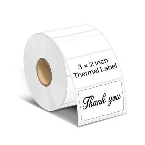 Rectangle Thermal Label Stickers, 3"¡¿2" (76.2mm x 50.8mm) Thermal Stickers Self-Adhesive Direct Thermal Stickers Labels Compatible with Thermal Label Printers, 500 Labels/Roll, White