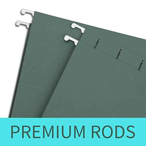 HERKKA Hanging File Folders, 80 Pack Reinforced Letter Size Hanging Folders with Heavy Duty 0 Inch Expansion, Designed for Bulky Files, Medical Charts, 1/5-Cut Adjustable Tabs, Green