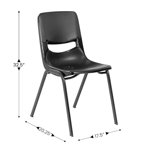 EMMA + OLIVER Black Stackable Flex Comfort Classroom Chair (12+), 500 lb Capacity