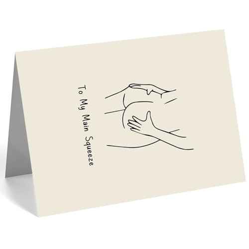 Funny Anniversary Card for Boyfriend, Girlfriend, Husband or Wife ? ¡°To My Main Squeeze¡± Romantic Naughty Love Card ? Minimalist Line Art Design for Valentine¡¯s Day, Birthday