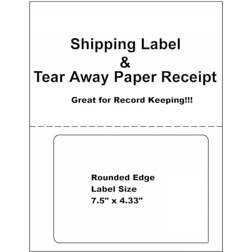 ProLine Labels for Click Ship PayPal/Ebay Compatible with USPS Labels with Paper Receipts for Laser/Ink Jet Shipping! Built in Tear Off Receipts!