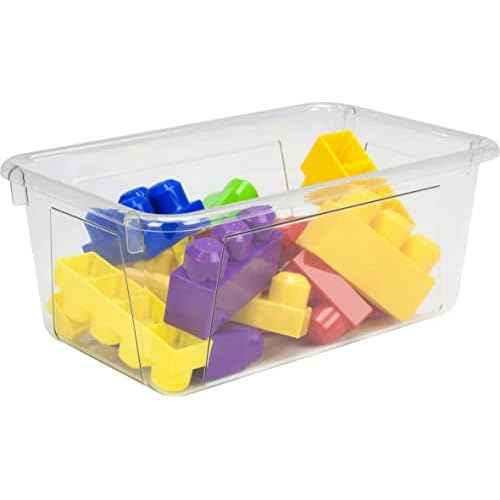 Storex Small Cubby Bin, 12.2 x 7.8 x 5.1 Inches, Clear, 5-Pack (62464U05C)