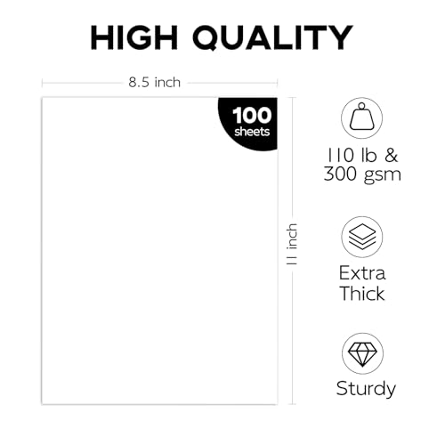 110lb White Cardstock 8.5x11, Goefun 100 Sheets Heavyweight White Card Stock 300 GSM for Invitations, Menus, Poster, DIY Card