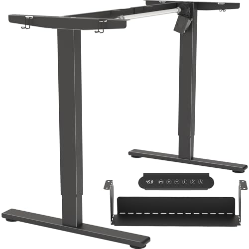 Standing Desk Frame, Electric Adjustable Legs with Memory Presets, Stand Up Desk Frame Workstation, with Cable Management Tray, 4pcs Headphone Hook, for Home Office