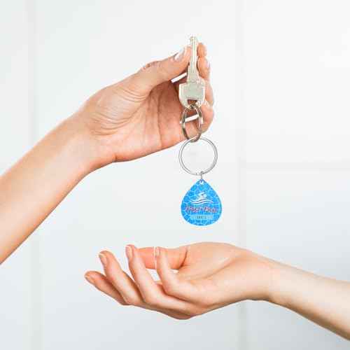 Honoson 200 Pcs Pool Pass Tags with Consecutive Numbers 0001-0200 Water Drop Shape Pool Keychain with Ring
