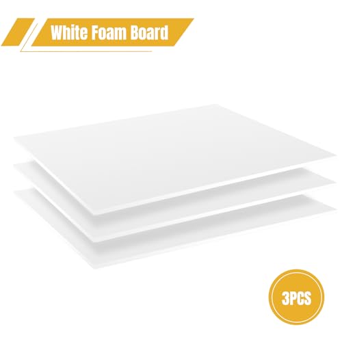 3 Pack White Foam Board 24"x36", 0.23" Thick Foam Core Board for Projects, White Poster Board for Painting, Displaying, and Craft Projects