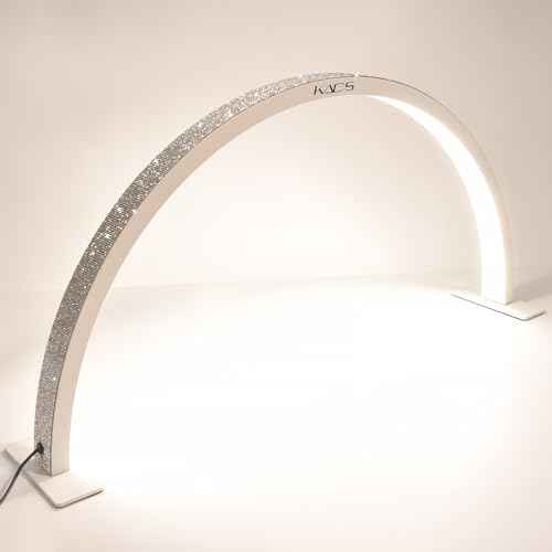 KADS Half Moon Nail Lamp for Desk, 22.6In Stepless Adjustment Lash Lamp, 3000K-6000K, Tattoo Lighting Lamp, Nail Desk Lamp (White)