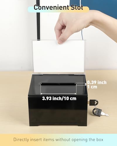 Uniclife Black Acrylic Donation Box with Lock 6.2x4.7x4 inches - 1 Pack