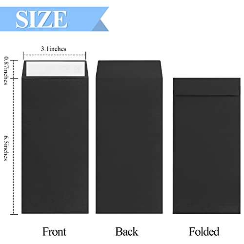 Joyberg 120 Black Envelope Set - 3.2x6.6 Inch Cash & Ticket Envelopes, 80GSM