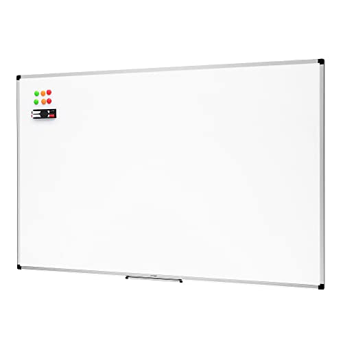Amazon Basics Large Magnetic Dry Erase Whiteboard 35.4x23.6 Inches with Aluminum Frame, Wall Mountable, Pen Tray, Office & Classroom Use