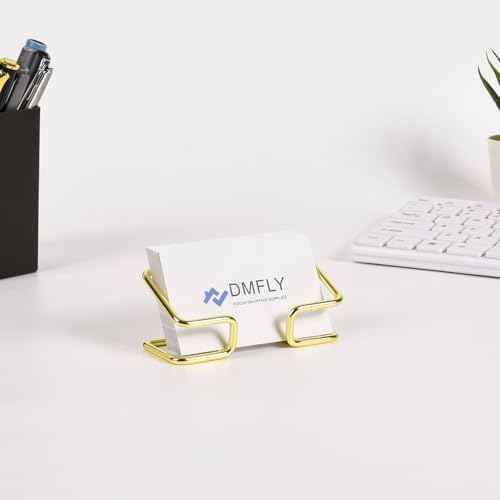 Metal Business Card Holder for Desk, Cute Card Display Stand, Compatible with Various Countertops, Gold