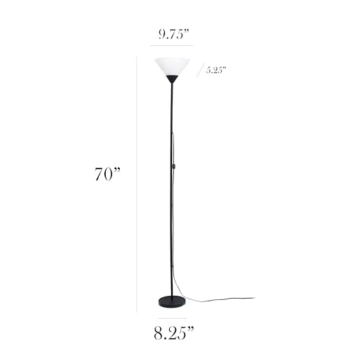 Simple Designs LF1052-BLK 70" Contemporary Classic Metal Uplight Floor Lamp, for Ambient Lighting, Living Room, Bedroom, Black