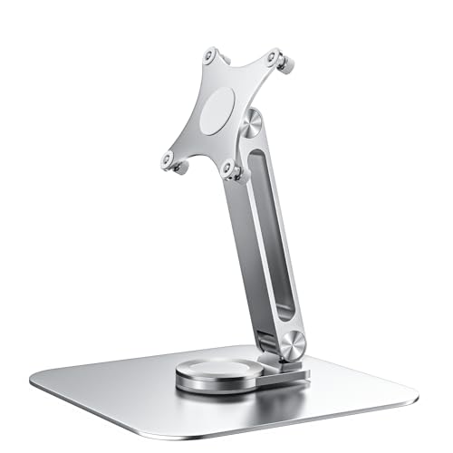 75x75mm VESA Monitor Mount Stand, M4 Anti-Loss Screws, Aluminum Alloy Base, Fits 7"-18" Small Portable Monitors, Silver Foldable Lay Flat Monitor Stand (Not Fit 100x100mm Vesa)