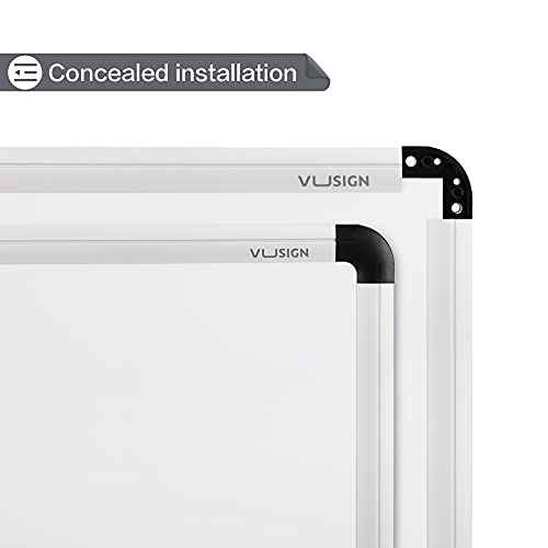 VUSIGN White Board and Cork Board Combination, 17" x 23" Dry Erase Board and Corkboard Combo for Home or Office, Wall Mounted Notice Bulletin Board with Aluminum Frame