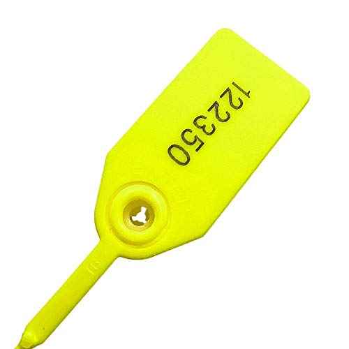 Plastic Security Tags Numbered Tamper Proof Seals Self Locking Zip Ties 9.84" Length Yellow (Pack of 500)