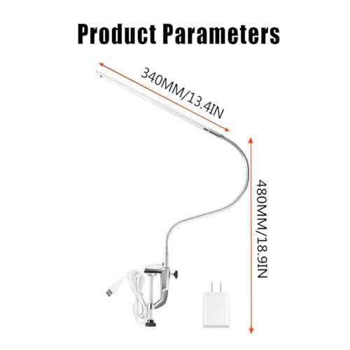 Nail Desk Lamp with Clamp, New Upgrade 8-10W Dimmable LED 360¡Æ Flexible Gooseneck Nail Tech Table Desk Light for Manicure Reading Eyebrow Tattoo