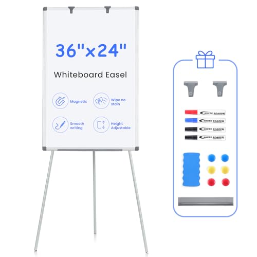 MAKELLO Portable Whiteboard Stand 36x24 inch Magnetic Easel with Adjustable Height