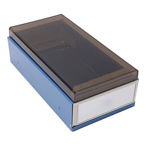 Index Card Box,Card File Holder Organizer Metal Base Heavy Duty Enlarged Space Transparent Plastic Sliding Design Credit Card Box for Index Cards Acrylic