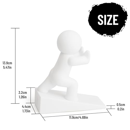 Omoojee White Cute Door Stopper Wedge - Non-Slip Bottom of Door, Keeps Doors Open for Kids & Pets, 1 Pack