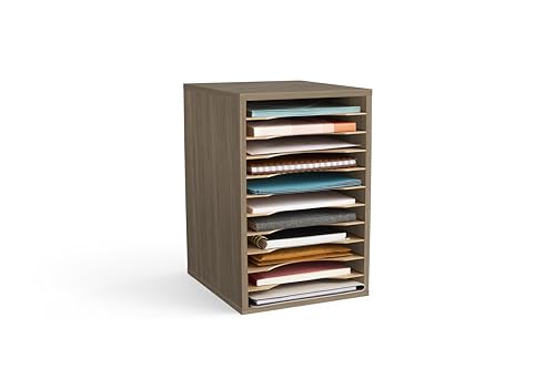 Safco 11-Compartment Vertical Desktop Organizer, Gray Wood
