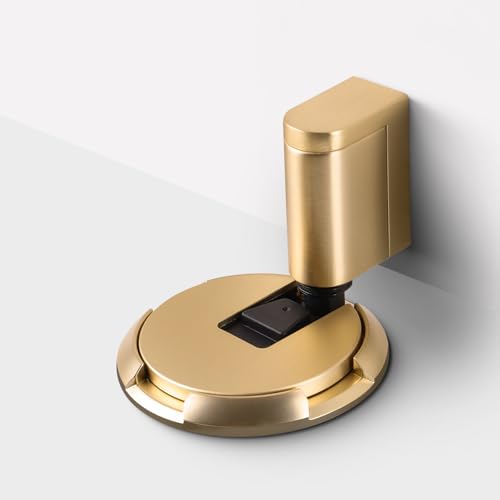 Yagman Brushed Gold Adjustable Bottom Door Stopper - No Drilling, Includes Adhesive or Screws BG-1 (1 Pack)