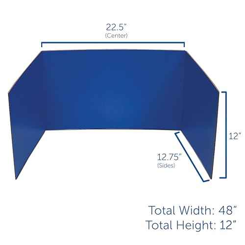Flipside Products 12¡±x 48¡± Blue Study Carrel, Privacy Boards, Student Privacy and Focus Booth for The Classroom, Desk Divider Cubby for Tests, Made in USA - 24 Pack